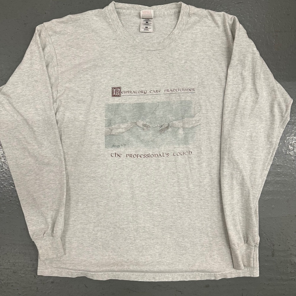 Vintage Hanes Mens XL Respiratory Care Practitioner T-Shirt Grey Preowned 90s